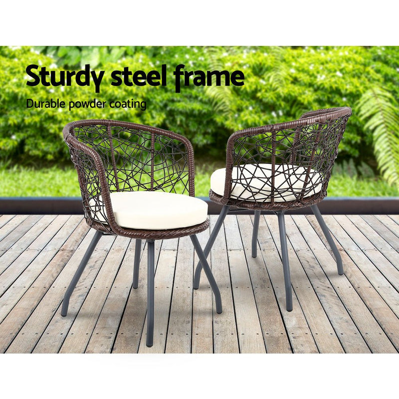 Outdoor Patio Table & Chairs - Brown - Rivercity House & Home Co. (ABN 18 642 972 209) - Affordable Modern Furniture Australia