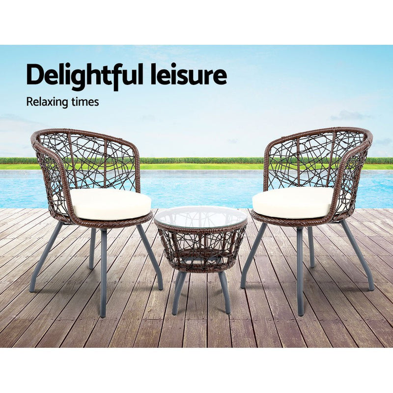 Outdoor Patio Table & Chairs - Brown - Rivercity House & Home Co. (ABN 18 642 972 209) - Affordable Modern Furniture Australia