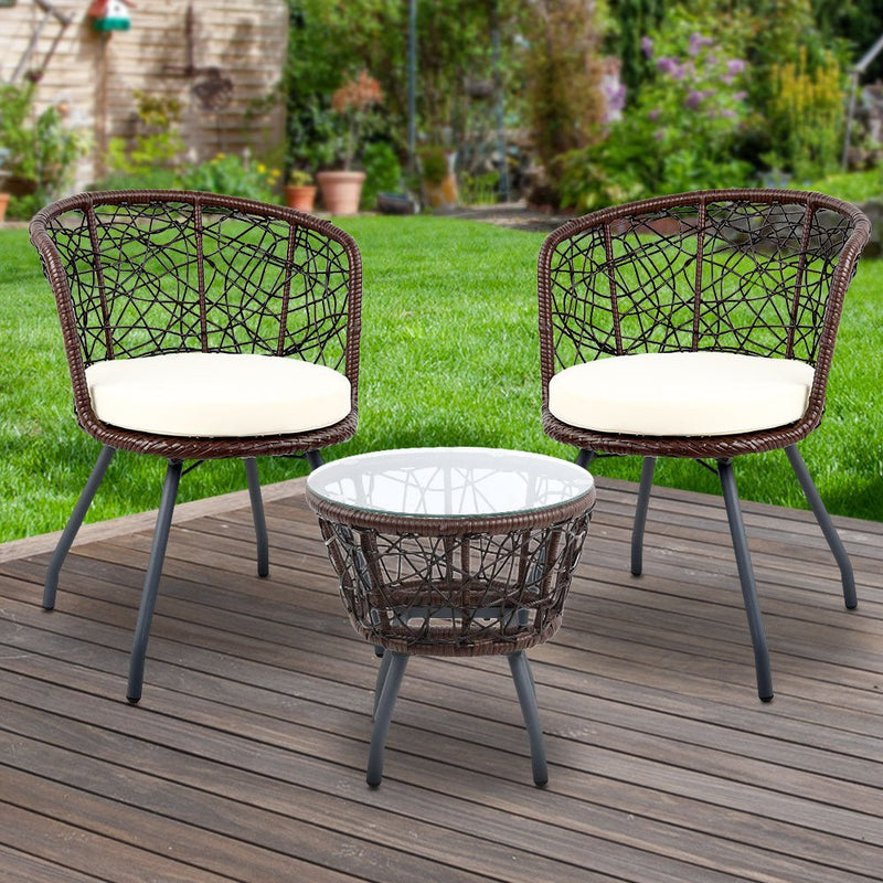 Outdoor Patio Table & Chairs - Brown - Rivercity House & Home Co. (ABN 18 642 972 209) - Affordable Modern Furniture Australia