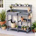 Outdoor Potting Bench Workstation with Storage Cabinet and Sink - Grey