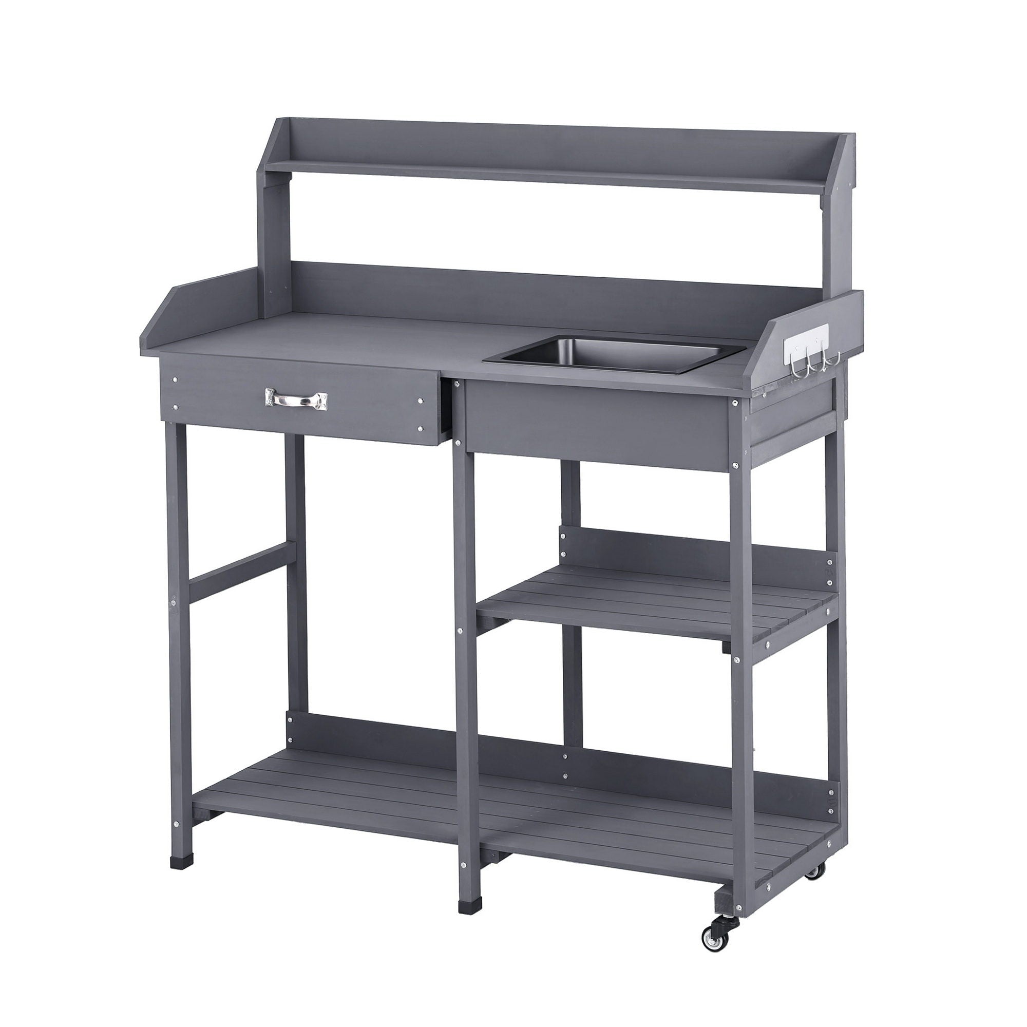Outdoor Potting Bench Workstation with Storage Cabinet and Sink - Grey - Home & Garden > Storage > Storage Cabinets & Lockers - Rivercity House & Home Co. (ABN 18 642 972 209) - Affordable Modern Furniture Australia