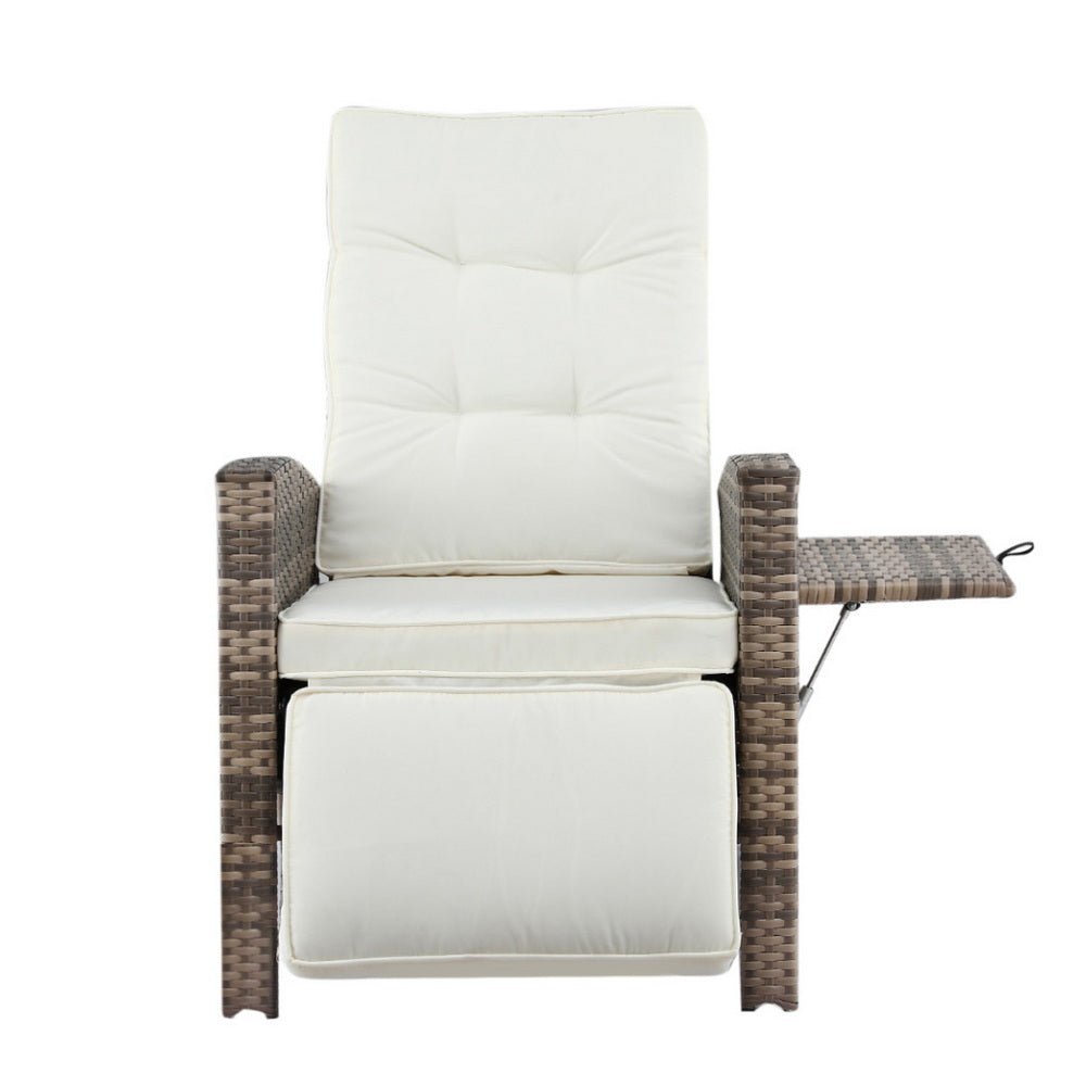 Outdoor Recliner Chairs Sun lounge Wicker Lounger Patio Furniture Adjustable Brown - Furniture > Outdoor > Outdoor Chairs - Rivercity House & Home Co. (ABN 18 642 972 209) - Affordable Modern Furniture Australia