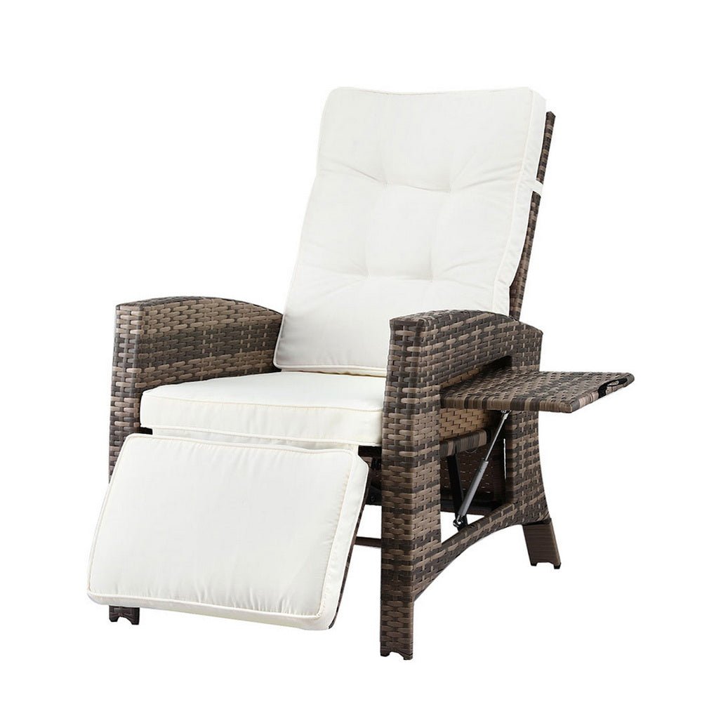 Outdoor Recliner Chairs Sun lounge Wicker Lounger Patio Furniture Adjustable Brown - Furniture > Outdoor > Outdoor Chairs - Rivercity House & Home Co. (ABN 18 642 972 209) - Affordable Modern Furniture Australia