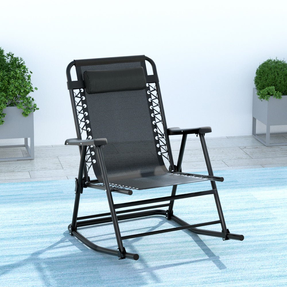 Outdoor Rocking Chair Folding Reclining Recliner Patio Furniture Garden - Furniture > Outdoor > Outdoor Chairs - Rivercity House & Home Co. (ABN 18 642 972 209) - Affordable Modern Furniture Australia