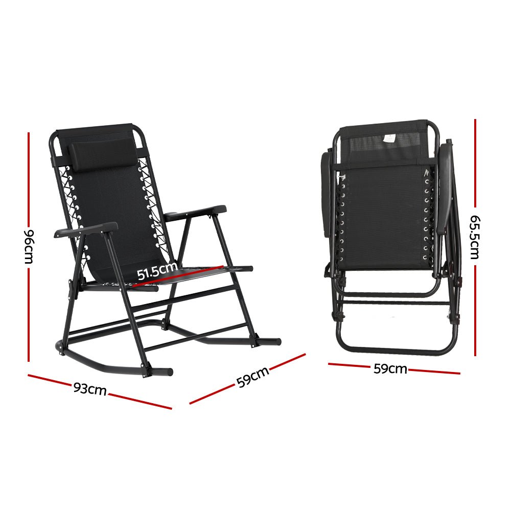 Outdoor Rocking Chair Folding Reclining Recliner Patio Furniture Garden - Furniture > Outdoor > Outdoor Chairs - Rivercity House & Home Co. (ABN 18 642 972 209) - Affordable Modern Furniture Australia