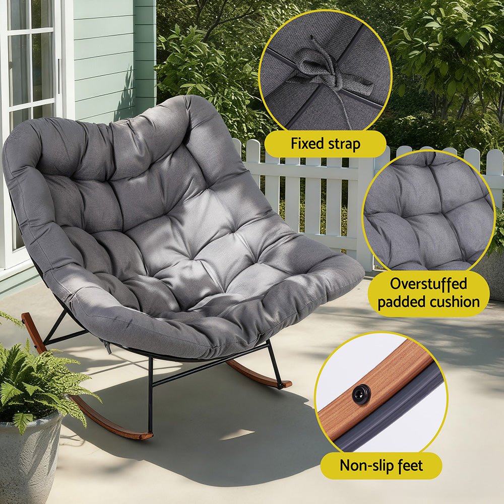 Outdoor Rocking Chair Furniture Papasan Recliner Garden Patio Lounge Setting - Furniture > Outdoor > Outdoor Chairs - Rivercity House & Home Co. (ABN 18 642 972 209) - Affordable Modern Furniture Australia