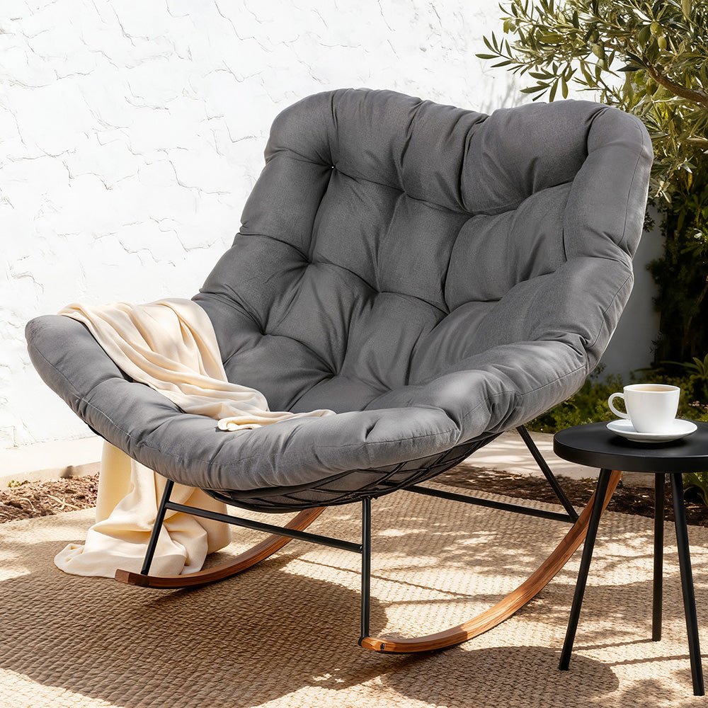 Outdoor Rocking Chair Furniture Papasan Recliner Garden Patio Lounge Setting - Furniture > Outdoor > Outdoor Chairs - Rivercity House & Home Co. (ABN 18 642 972 209) - Affordable Modern Furniture Australia