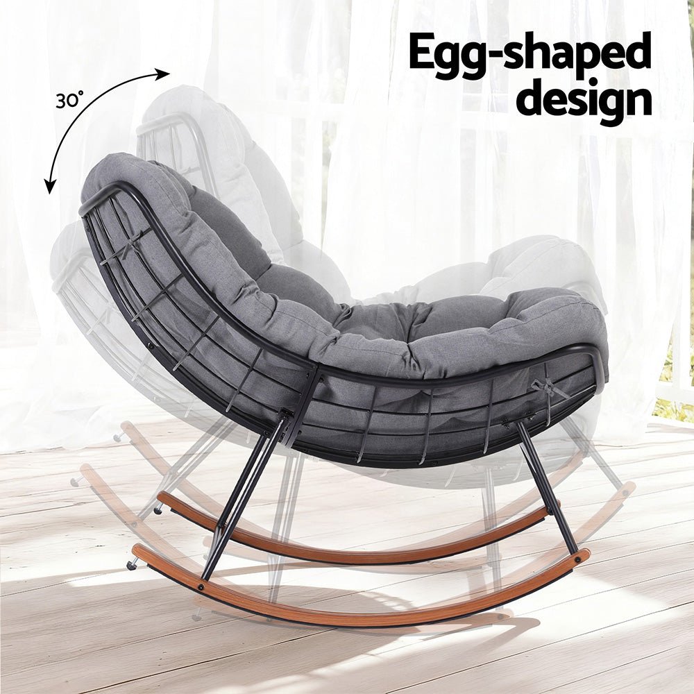 Outdoor Rocking Chair Furniture Papasan Recliner Garden Patio Lounge Setting - Furniture > Outdoor > Outdoor Chairs - Rivercity House & Home Co. (ABN 18 642 972 209) - Affordable Modern Furniture Australia