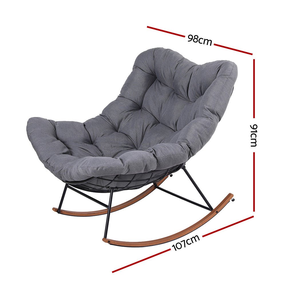 Outdoor Rocking Chair Furniture Papasan Recliner Garden Patio Lounge Setting - Furniture > Outdoor > Outdoor Chairs - Rivercity House & Home Co. (ABN 18 642 972 209) - Affordable Modern Furniture Australia