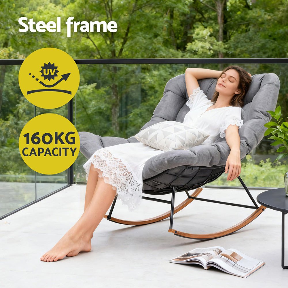 Outdoor Rocking Chair Furniture Papasan Recliner Garden Patio Lounge Setting - Furniture > Outdoor > Outdoor Chairs - Rivercity House & Home Co. (ABN 18 642 972 209) - Affordable Modern Furniture Australia