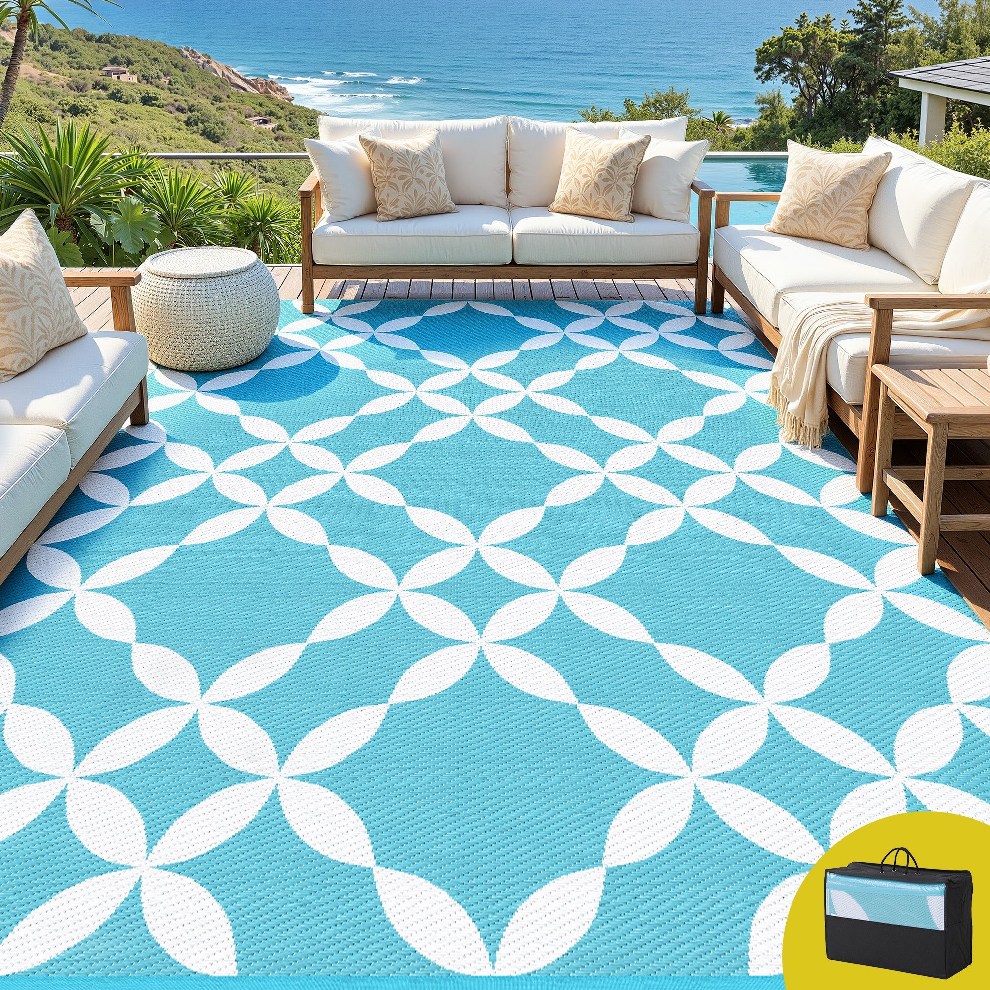 Outdoor Rugs 274x366cm Large Carpet Reversible Area Mat PP Dual - Sided Patio Rug Light Blue - Home & Garden > Rugs > Outdoor Rugs - Rivercity House & Home Co. (ABN 18 642 972 209) - Affordable Modern Furniture Australia