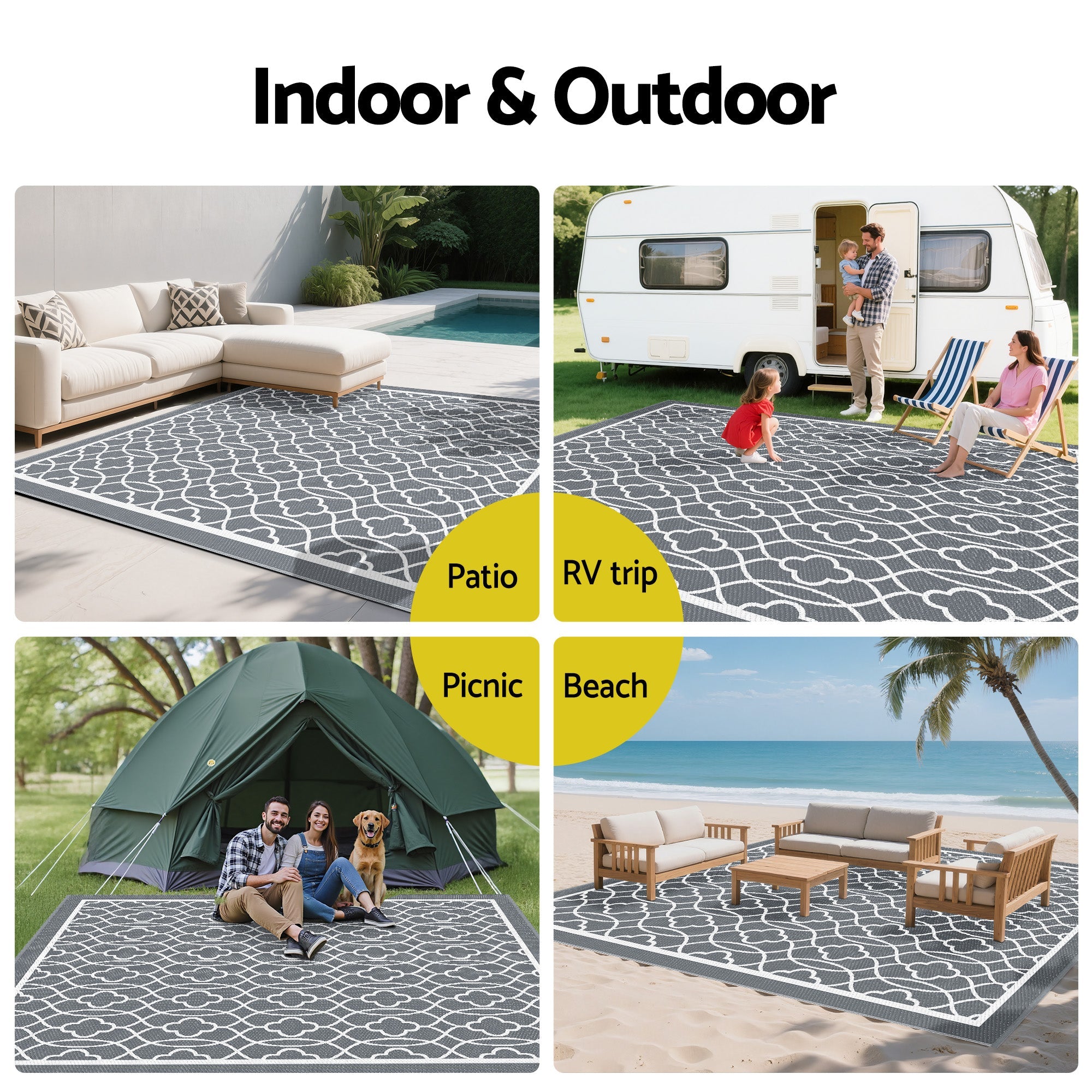 Outdoor Rugs 274x366cm Large Carpet Reversible Area Mat PP Dual - Sided Patio Rug - Home & Garden > Rugs > Outdoor Rugs - Rivercity House & Home Co. (ABN 18 642 972 209) - Affordable Modern Furniture Australia