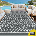 Large Reversible Outdoor Rug 274x366cm Dual-Sided Patio Carpet - Grey