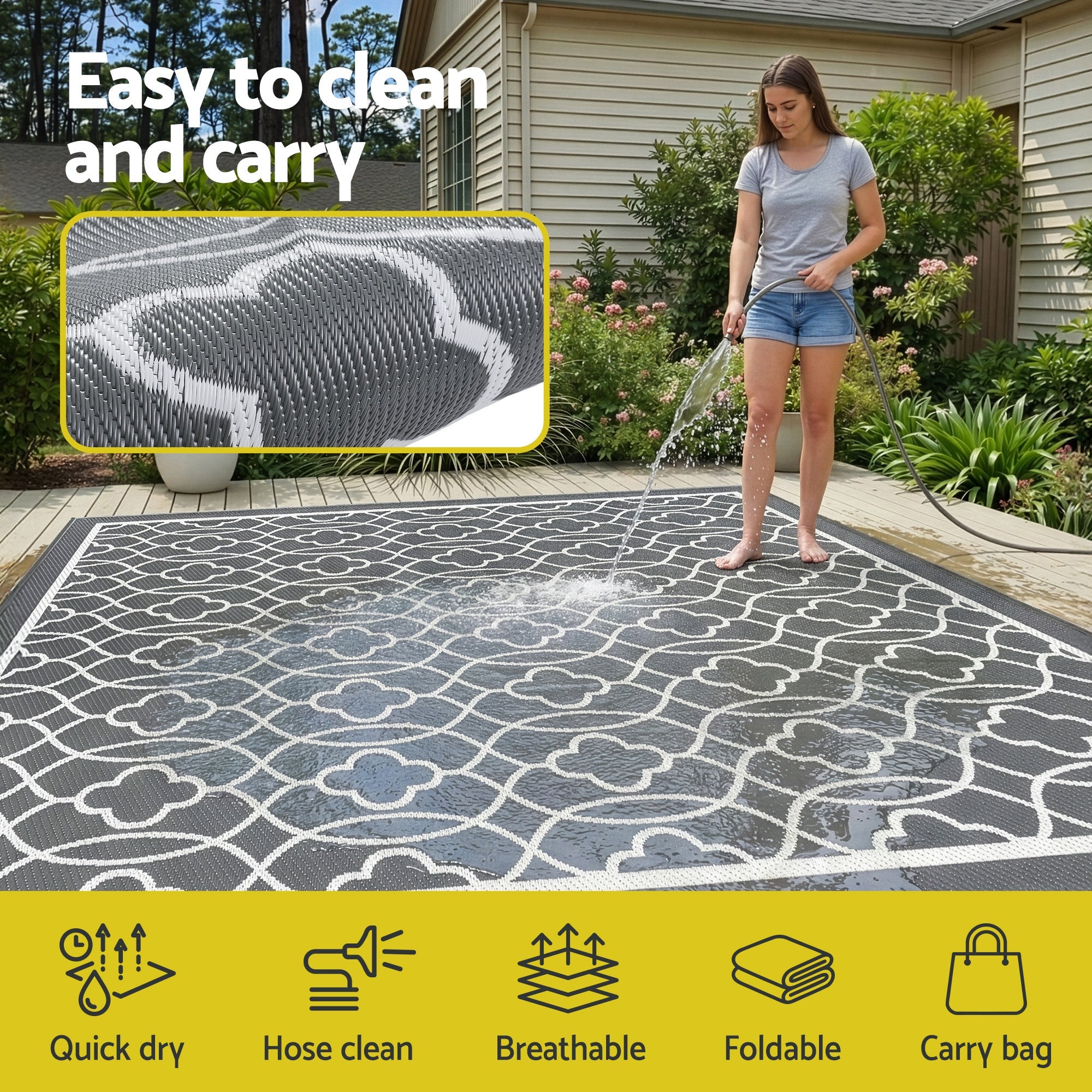 Outdoor Rugs 274x366cm Large Carpet Reversible Area Mat PP Dual - Sided Patio Rug - Home & Garden > Rugs > Outdoor Rugs - Rivercity House & Home Co. (ABN 18 642 972 209) - Affordable Modern Furniture Australia