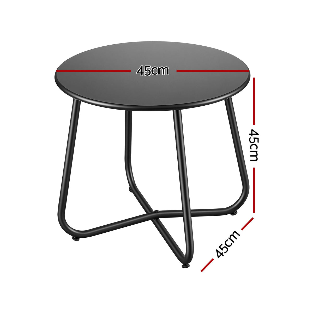Outdoor Side Table with Steel Frame for Patio Balcony Garden - Black - Furniture > Living Room > Side Tables - Rivercity House & Home Co. (ABN 18 642 972 209) - Affordable Modern Furniture Australia