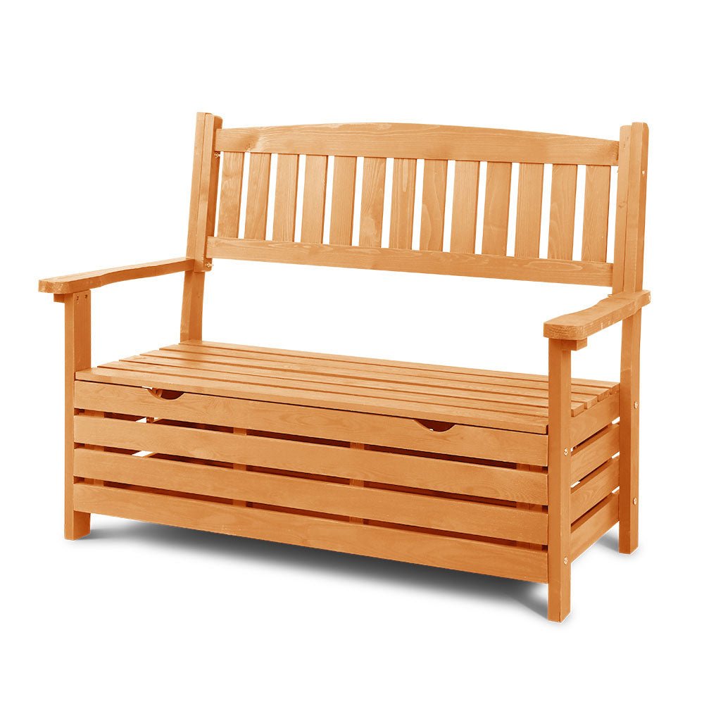 Outdoor Storage Bench Box Wooden Garden Chair 2 Seat Timber Furniture - Furniture > Outdoor > Outdoor Chairs - Rivercity House & Home Co. (ABN 18 642 972 209) - Affordable Modern Furniture Australia