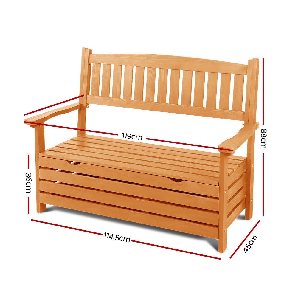 Outdoor Storage Bench Box Wooden Garden Chair 2 Seat Timber Furniture - Furniture > Outdoor > Outdoor Chairs - Rivercity House & Home Co. (ABN 18 642 972 209) - Affordable Modern Furniture Australia