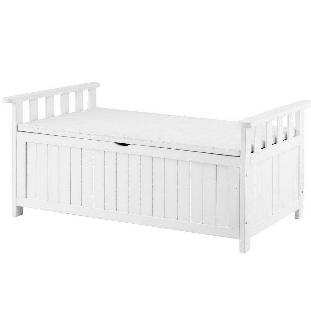 Outdoor Storage Bench Box Wooden Garden Toy Tool Patio Furniture White - Furniture > Outdoor > Outdoor Benches - Rivercity House & Home Co. (ABN 18 642 972 209) - Affordable Modern Furniture Australia
