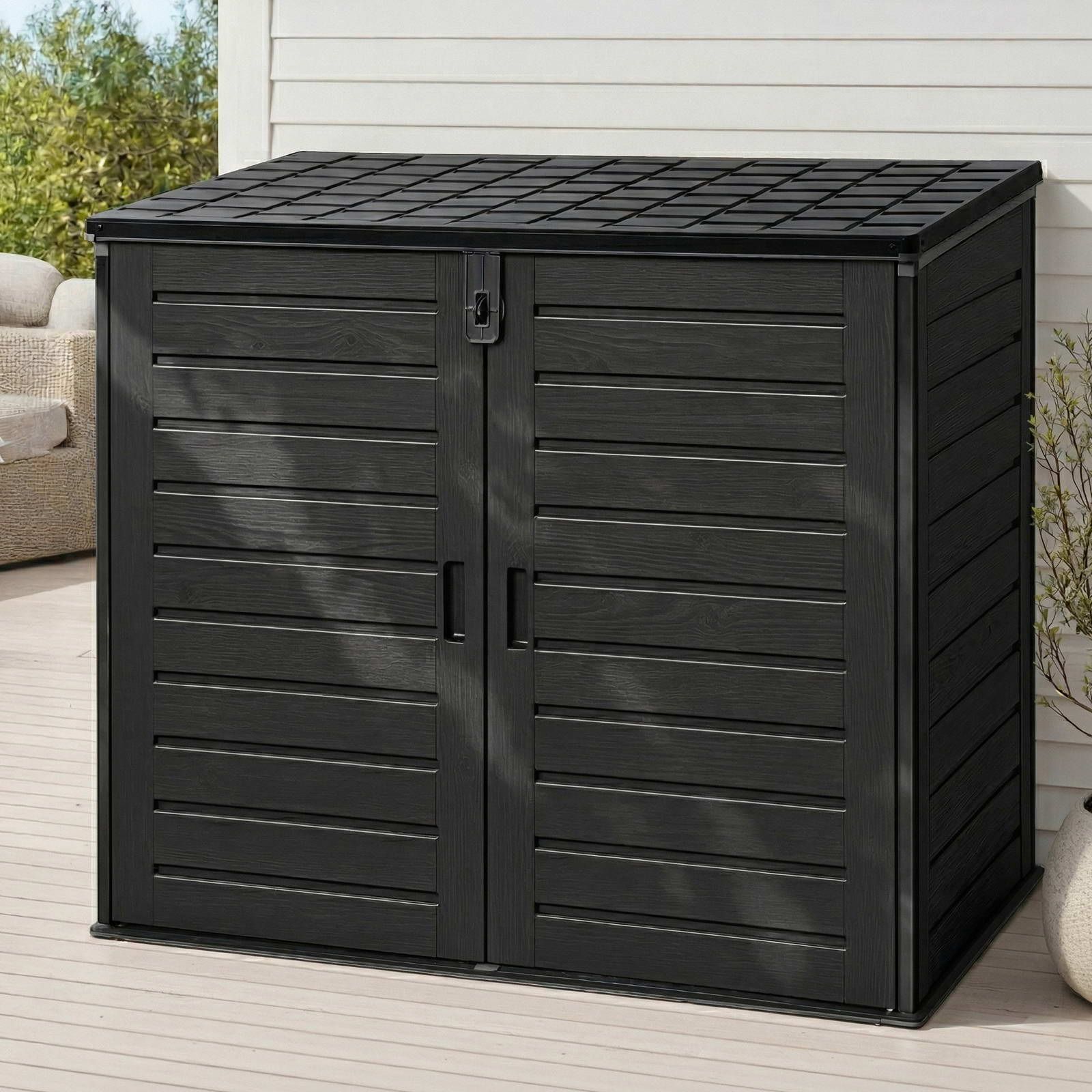 Outdoor Storage Box 1170L Container Lockable Cabinet Tool Organizer Shed Black - Home & Garden > Storage > Storage Boxes - Rivercity House & Home Co. (ABN 18 642 972 209) - Affordable Modern Furniture Australia