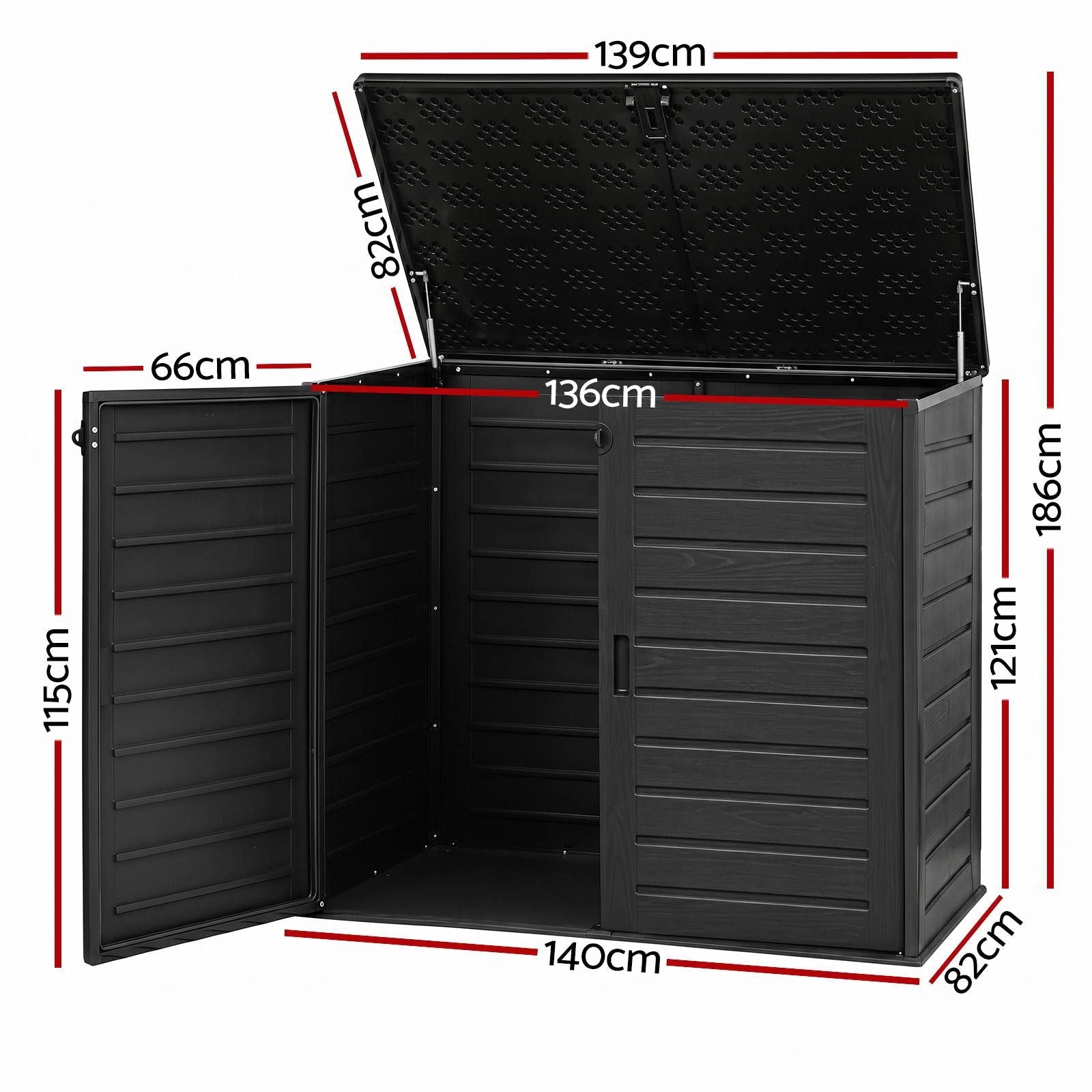 Outdoor Storage Box 1170L Container Lockable Cabinet Tool Organizer Shed Black - Home & Garden > Storage > Storage Boxes - Rivercity House & Home Co. (ABN 18 642 972 209) - Affordable Modern Furniture Australia