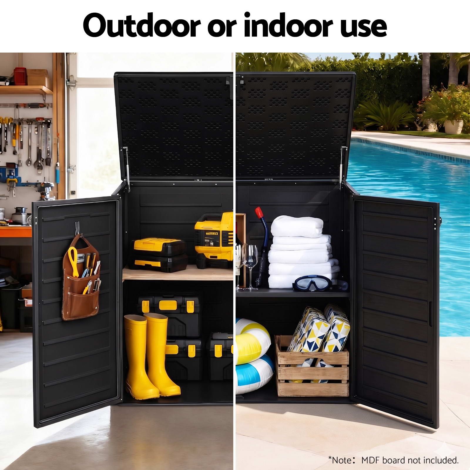 Outdoor Storage Box 1170L Container Lockable Cabinet Tool Organizer Shed Black - Home & Garden > Storage > Storage Boxes - Rivercity House & Home Co. (ABN 18 642 972 209) - Affordable Modern Furniture Australia