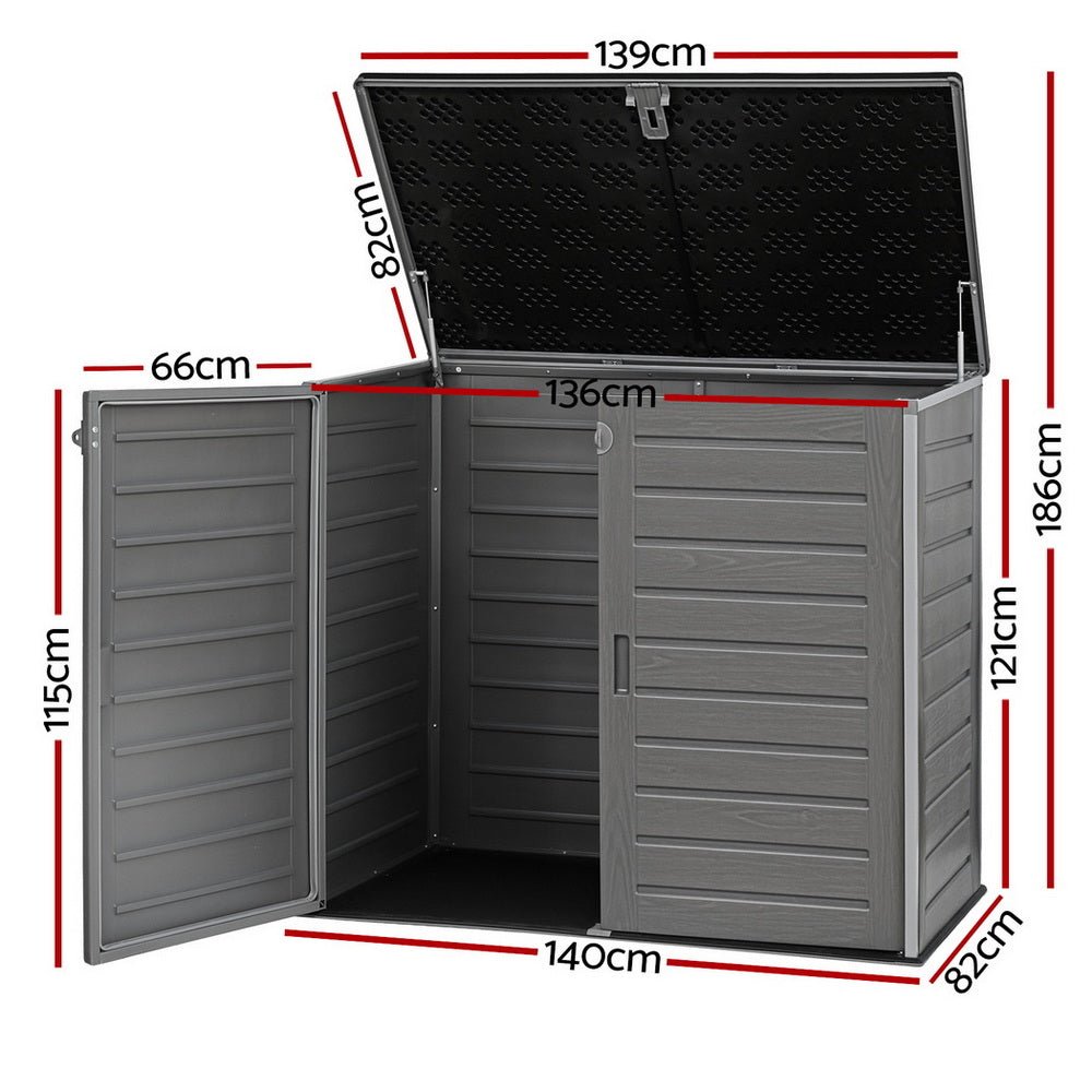 Outdoor Storage Box 1170L Container Lockable Cabinet Tool Organizer Shed Grey - Furniture > Outdoor > Outdoor Storage Boxes - Rivercity House & Home Co. (ABN 18 642 972 209) - Affordable Modern Furniture Australia