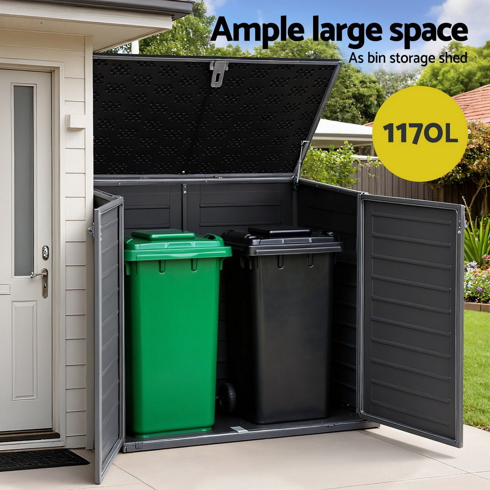 Outdoor Storage Box 1170L Container Lockable Cabinet Tool Organizer Shed Grey - Furniture > Outdoor > Outdoor Storage Boxes - Rivercity House & Home Co. (ABN 18 642 972 209) - Affordable Modern Furniture Australia