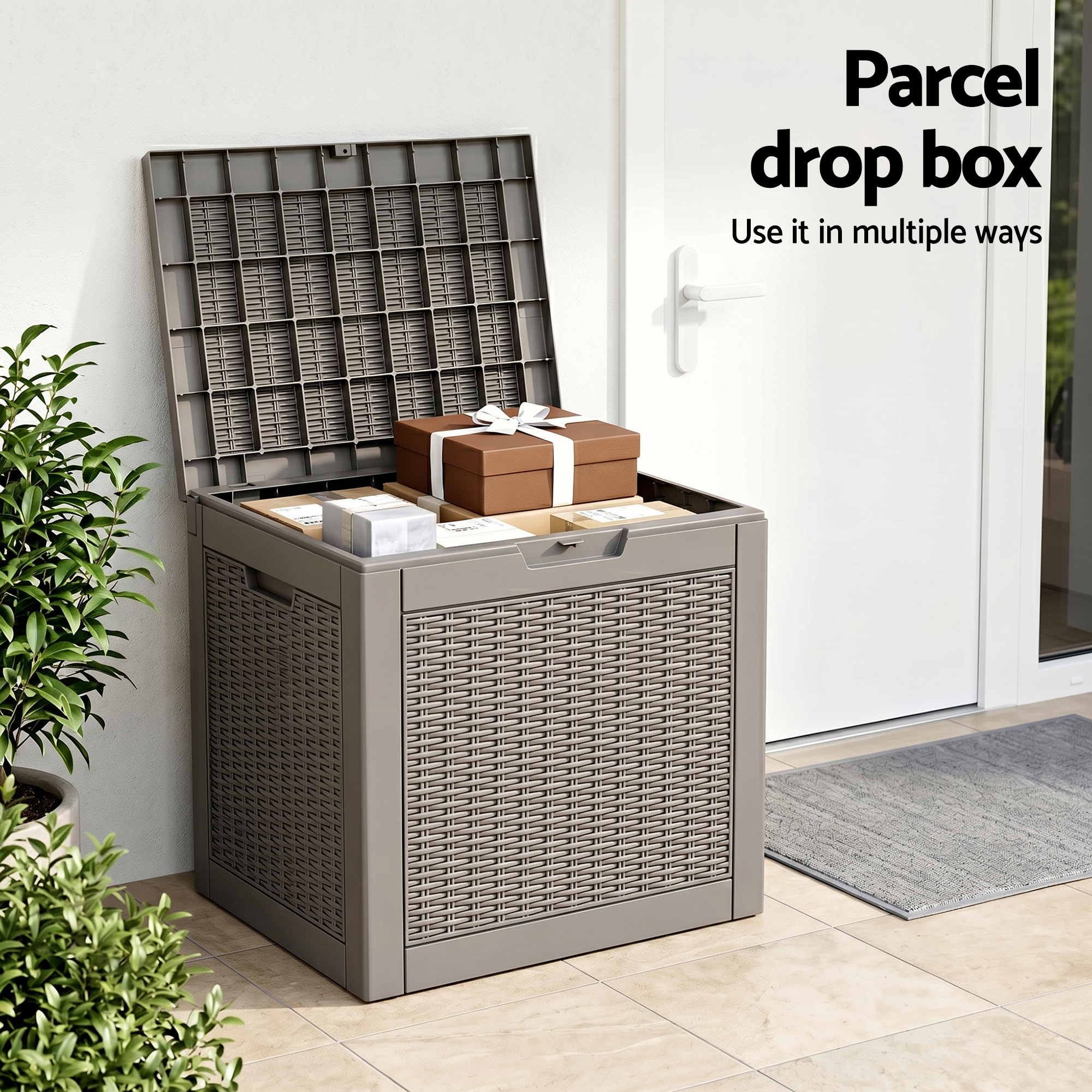 Outdoor Storage Box 118L Container Lockable Garden Toy Tool Rattan-Texture Brown - Furniture > Outdoor > Outdoor Storage Boxes - Rivercity House & Home Co. (ABN 18 642 972 209) - Affordable Modern Furniture Australia