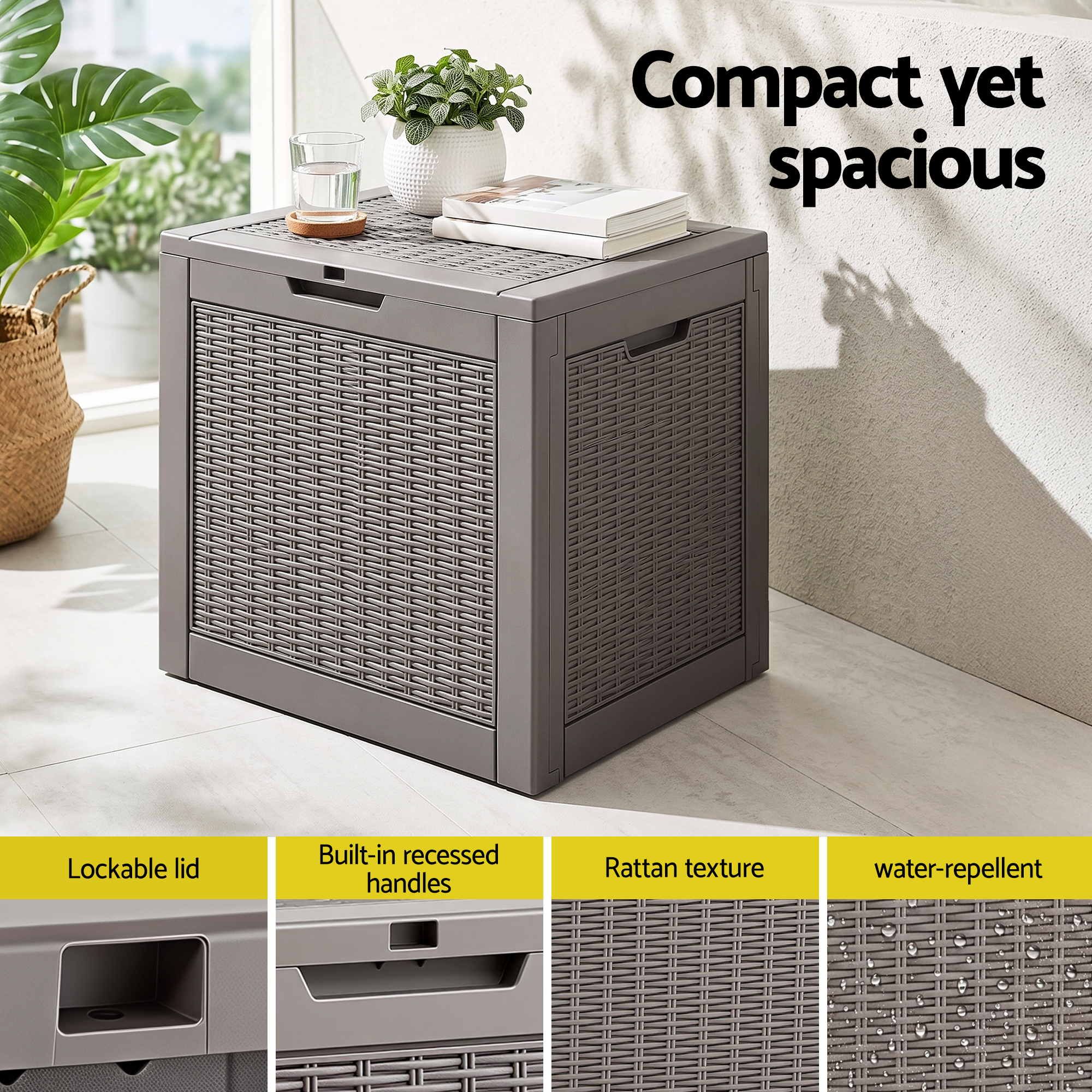 Outdoor Storage Box 118L Container Lockable Garden Toy Tool Rattan-Texture Brown - Furniture > Outdoor > Outdoor Storage Boxes - Rivercity House & Home Co. (ABN 18 642 972 209) - Affordable Modern Furniture Australia