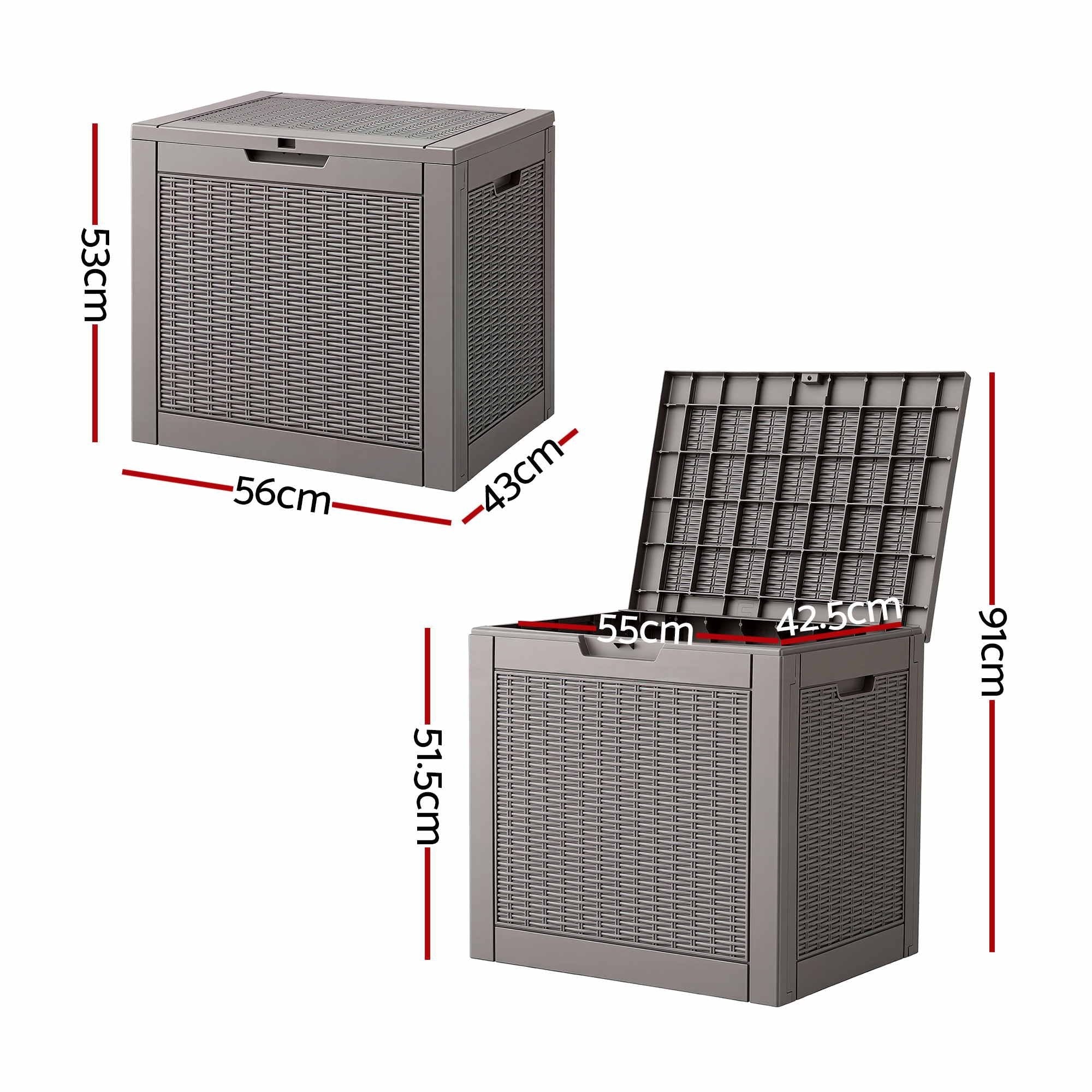 Outdoor Storage Box 118L Container Lockable Garden Toy Tool Rattan-Texture Brown - Furniture > Outdoor > Outdoor Storage Boxes - Rivercity House & Home Co. (ABN 18 642 972 209) - Affordable Modern Furniture Australia