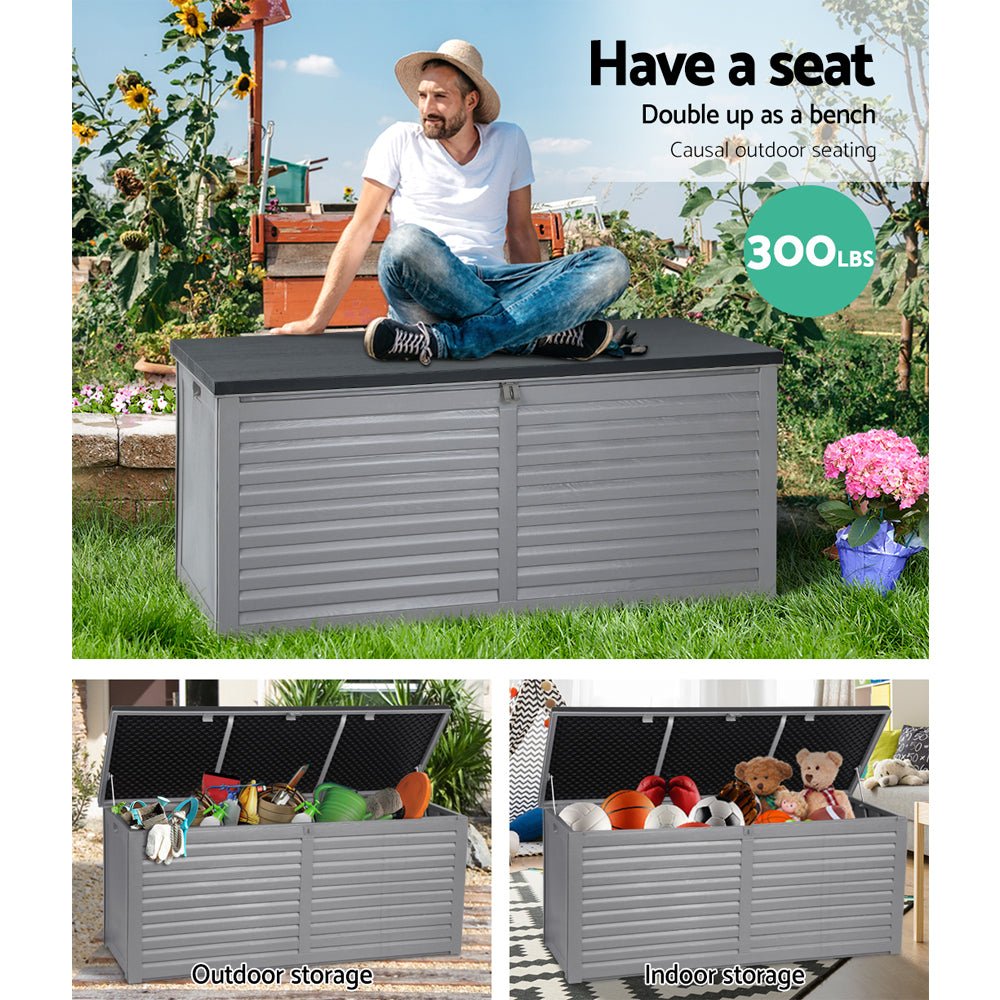 Outdoor Storage Box 490L Bench Seat Indoor Garden Toy Tool Sheds Chest - Rivercity House & Home Co. (ABN 18 642 972 209) - Affordable Modern Furniture Australia