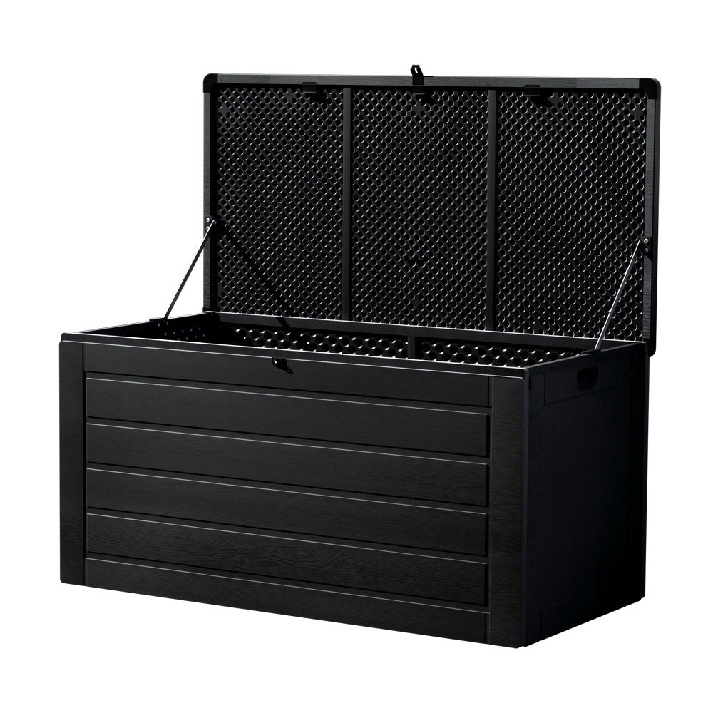 Outdoor Storage Box 680L Container Lockable Garden Bench Shed Tool All Black - Furniture > Outdoor > Outdoor Storage Boxes - Rivercity House & Home Co. (ABN 18 642 972 209) - Affordable Modern Furniture Australia