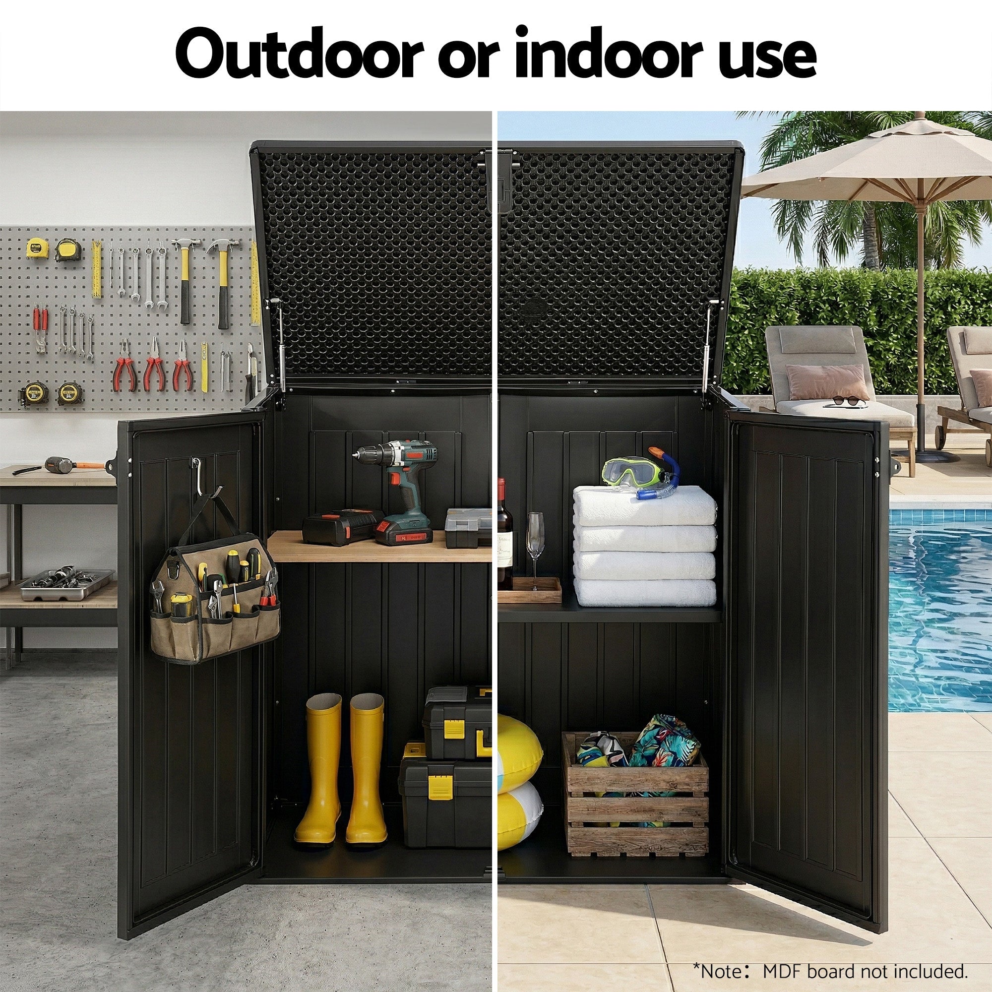 Outdoor Storage Box 775L Container Lockable Cabinet Tool Organizer Shed Black - Home & Garden > Storage > Storage Boxes - Rivercity House & Home Co. (ABN 18 642 972 209) - Affordable Modern Furniture Australia