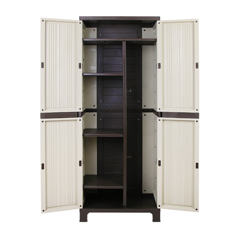 Outdoor Storage Cabinet Box 173cm Lockable Cupboard Sheds Garage Adjustable Beige - Home & Garden > Storage > Storage Cabinets & Lockers - Rivercity House & Home Co. (ABN 18 642 972 209) - Affordable Modern Furniture Australia
