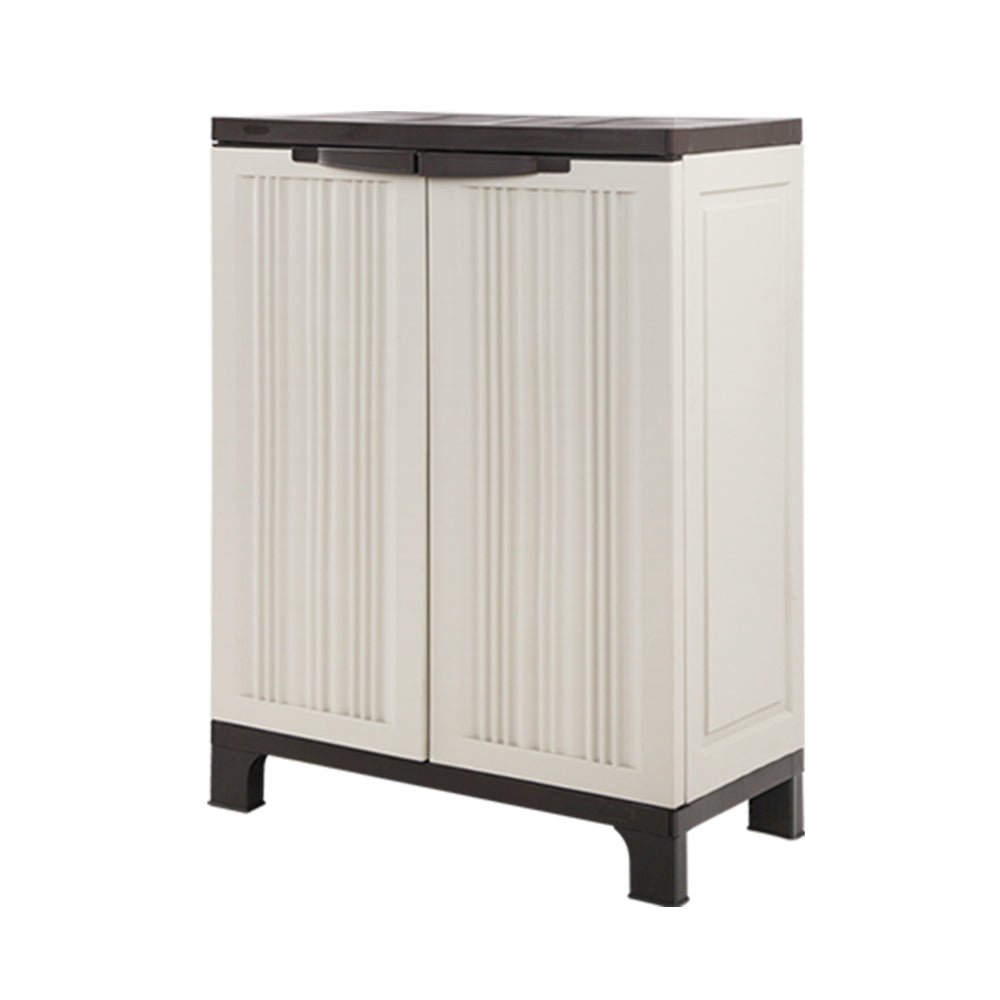 Outdoor Storage Cabinet Box 92cm Lockable Cupboard Sheds Garage Adjustable Beige - Home & Garden > Storage > Storage Cabinets & Lockers - Rivercity House & Home Co. (ABN 18 642 972 209) - Affordable Modern Furniture Australia
