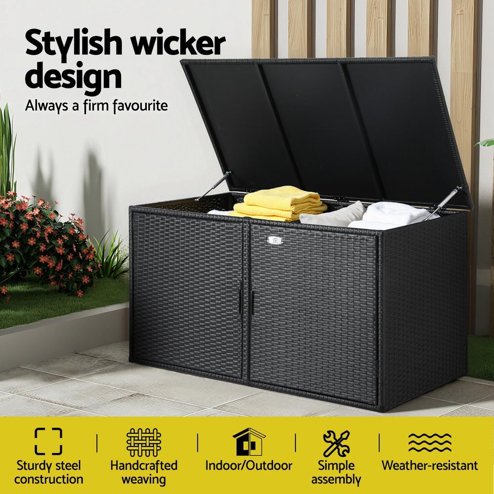 Outdoor Storage Cabinet Box Deck Wicker Shelf Chest Garden Shed Tools Black - Furniture > Outdoor > Outdoor Storage Boxes - Rivercity House & Home Co. (ABN 18 642 972 209) - Affordable Modern Furniture Australia