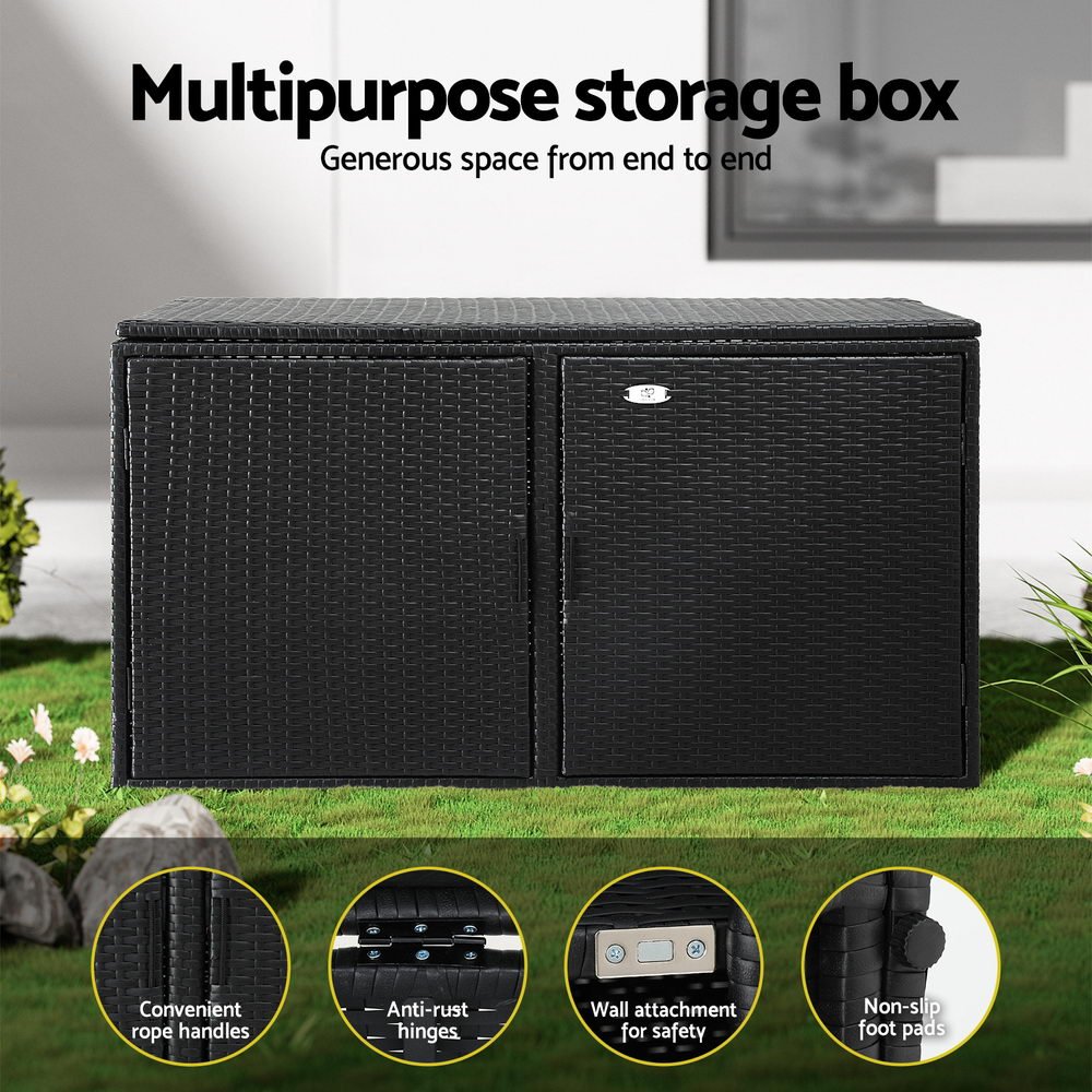 Outdoor Storage Cabinet Box Deck Wicker Shelf Chest Garden Shed Tools Black - Furniture > Outdoor > Outdoor Storage Boxes - Rivercity House & Home Co. (ABN 18 642 972 209) - Affordable Modern Furniture Australia