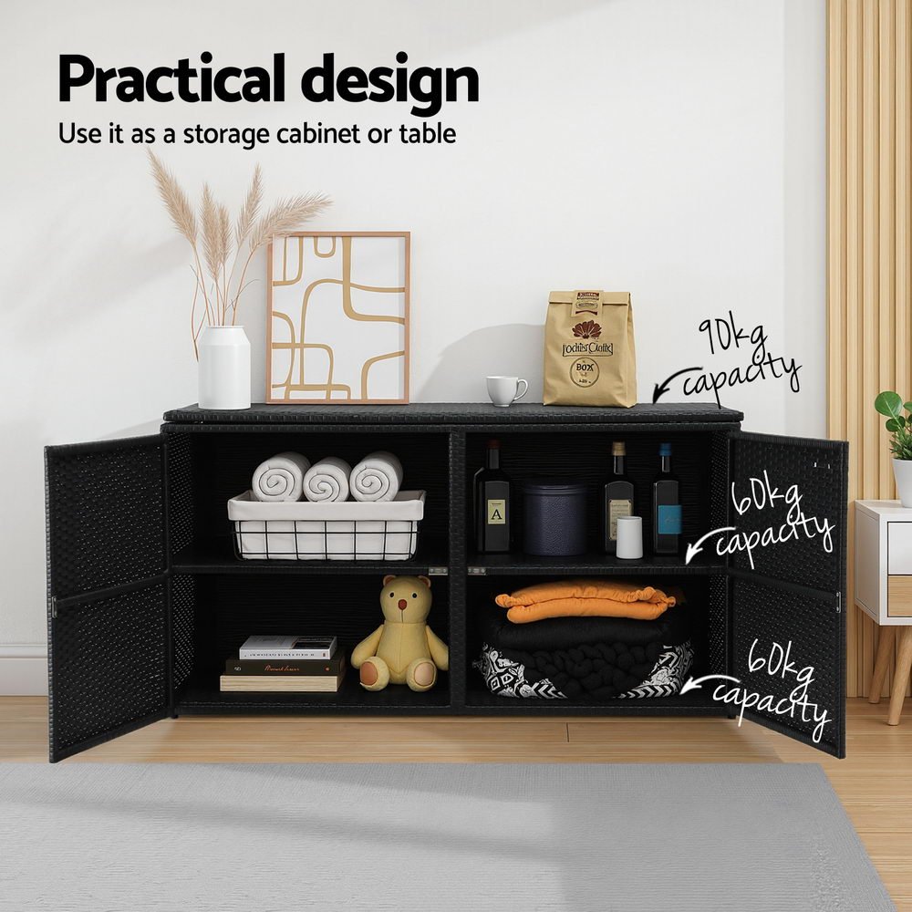 Outdoor Storage Cabinet Box Deck Wicker Shelf Chest Garden Shed Tools Black - Furniture > Outdoor > Outdoor Storage Boxes - Rivercity House & Home Co. (ABN 18 642 972 209) - Affordable Modern Furniture Australia