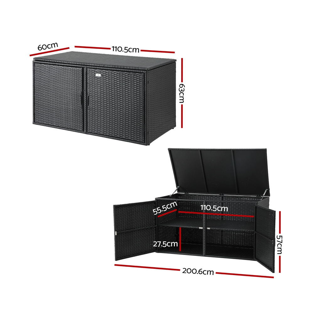 Outdoor Storage Cabinet Box Deck Wicker Shelf Chest Garden Shed Tools Black - Furniture > Outdoor > Outdoor Storage Boxes - Rivercity House & Home Co. (ABN 18 642 972 209) - Affordable Modern Furniture Australia