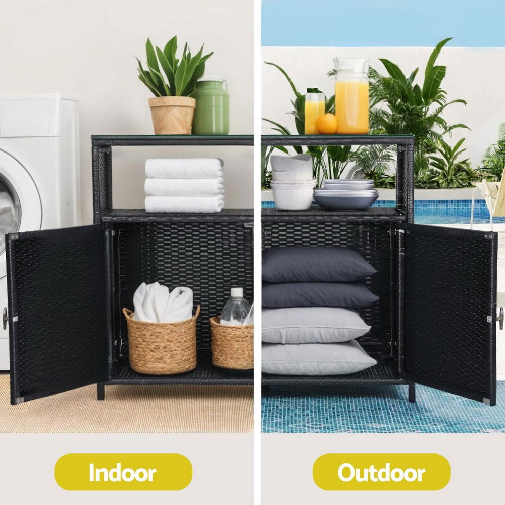 Outdoor Storage Cabinet Box Garage Wicker Shed Tools Shelf Chest Garden - Furniture > Outdoor > Outdoor Storage Boxes - Rivercity House & Home Co. (ABN 18 642 972 209) - Affordable Modern Furniture Australia