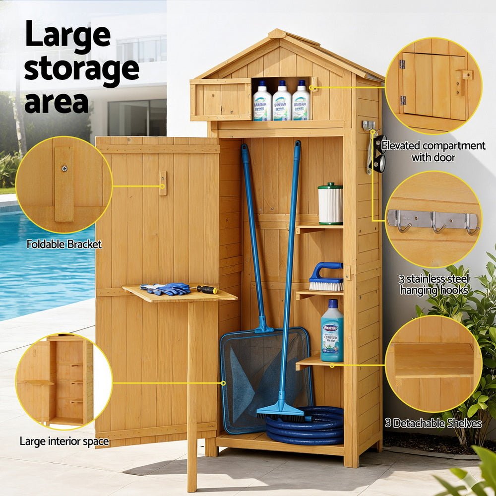 Outdoor Storage Cabinet Cupboard Folding Table Tool Organizer Shed Adjustable - Furniture > Office > Storage Cabinets - Rivercity House & Home Co. (ABN 18 642 972 209) - Affordable Modern Furniture Australia
