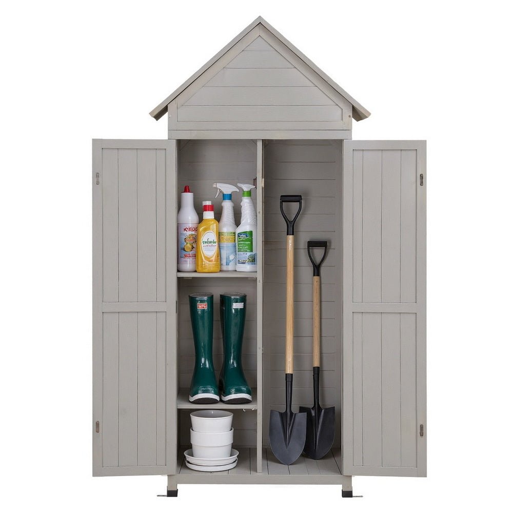 Outdoor Storage Cabinet Cupboard Lockable Tool Organizer Shed Adjustable Grey - Furniture > Office > Storage Cabinets - Rivercity House & Home Co. (ABN 18 642 972 209) - Affordable Modern Furniture Australia