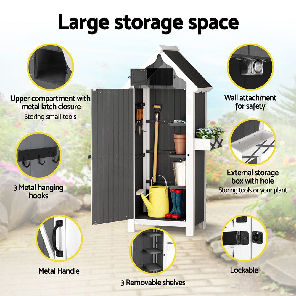 Outdoor Storage Cabinet Shed Box Wooden Shelf Chest Garden Furniture - Furniture > Outdoor > Outdoor Chairs - Rivercity House & Home Co. (ABN 18 642 972 209) - Affordable Modern Furniture Australia