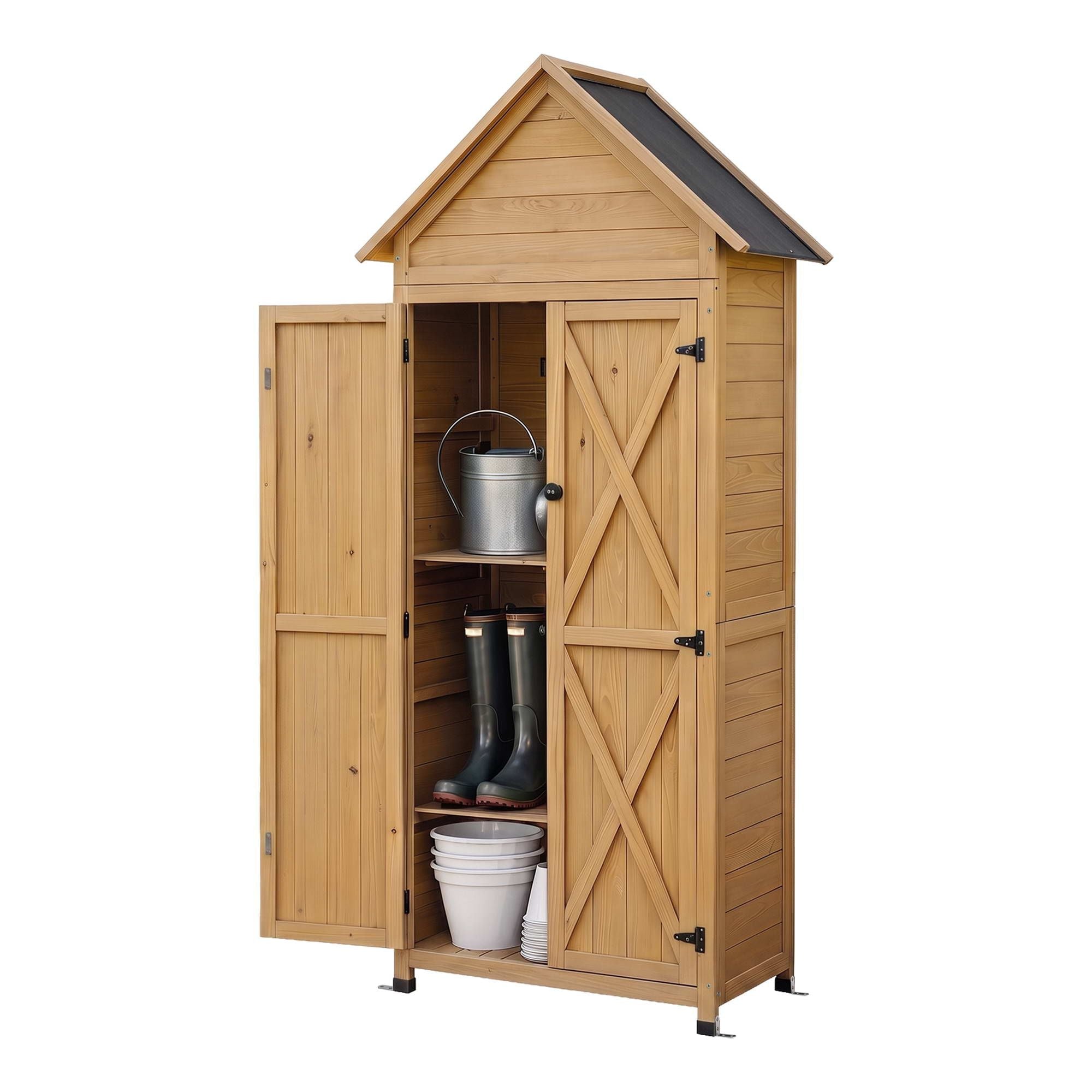 Outdoor Storage Cabinet with Adjustable Shelves 69x39x182cm - Natural - Furniture > Outdoor > Outdoor Storage Boxes - Rivercity House & Home Co. (ABN 18 642 972 209) - Affordable Modern Furniture Australia