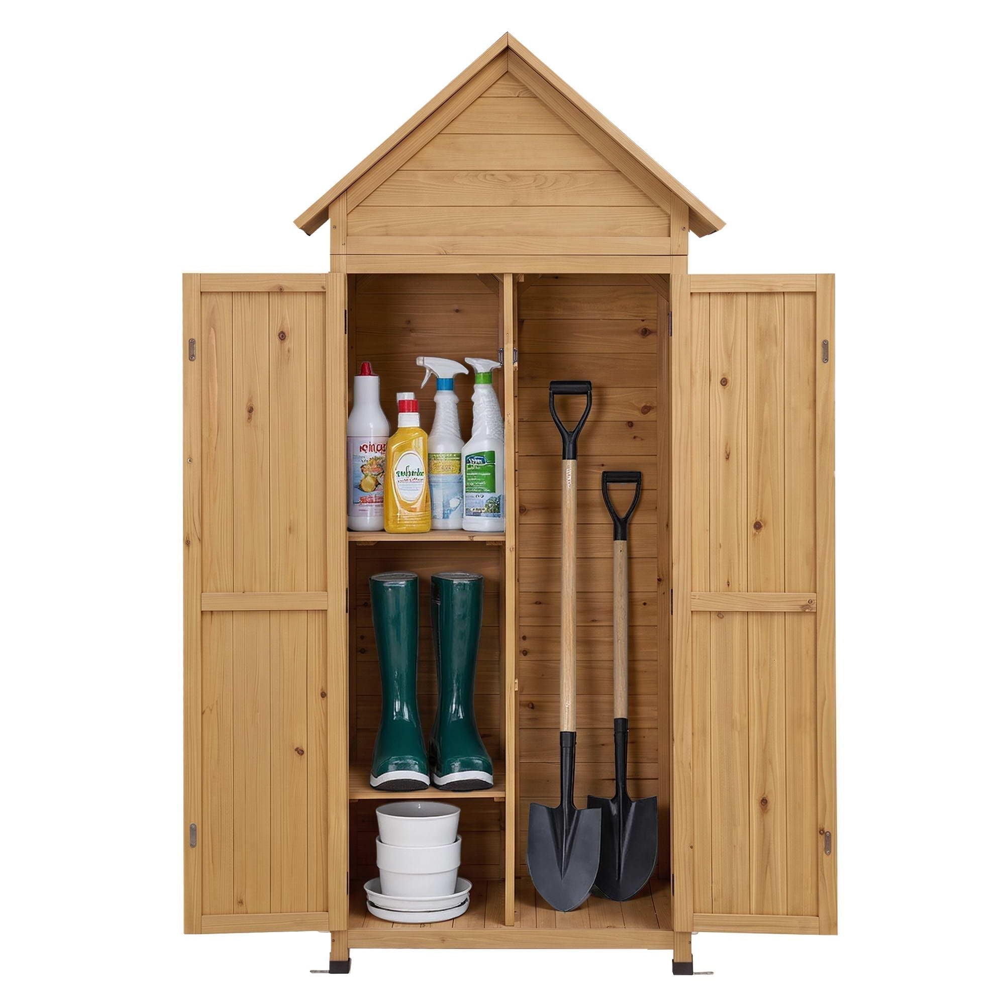Outdoor Storage Cabinet with Adjustable Shelves 69x39x182cm - Natural - Furniture > Outdoor > Outdoor Storage Boxes - Rivercity House & Home Co. (ABN 18 642 972 209) - Affordable Modern Furniture Australia
