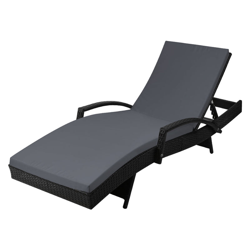 Outdoor Sun Lounge - Black - Rivercity House & Home Co. (ABN 18 642 972 209) - Affordable Modern Furniture Australia