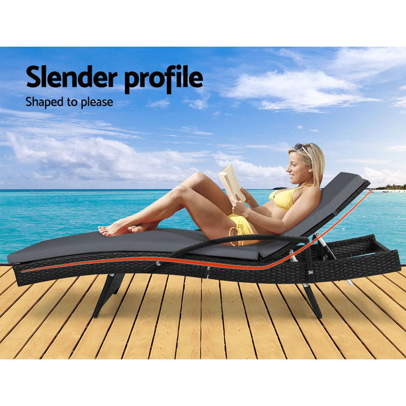 Outdoor Sun Lounge - Black - Rivercity House & Home Co. (ABN 18 642 972 209) - Affordable Modern Furniture Australia