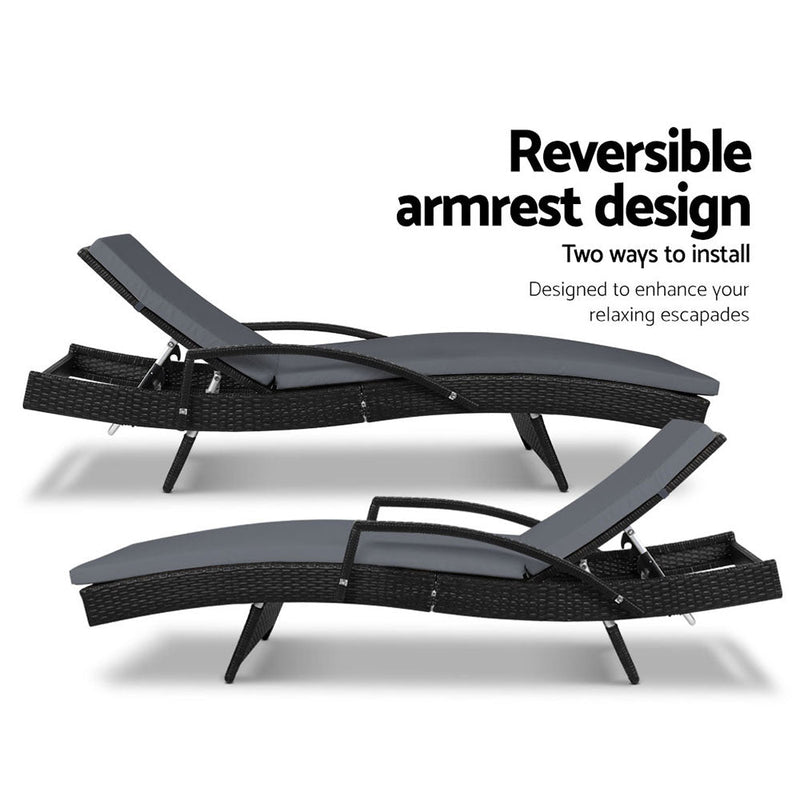 Outdoor Sun Lounge - Black - Rivercity House & Home Co. (ABN 18 642 972 209) - Affordable Modern Furniture Australia