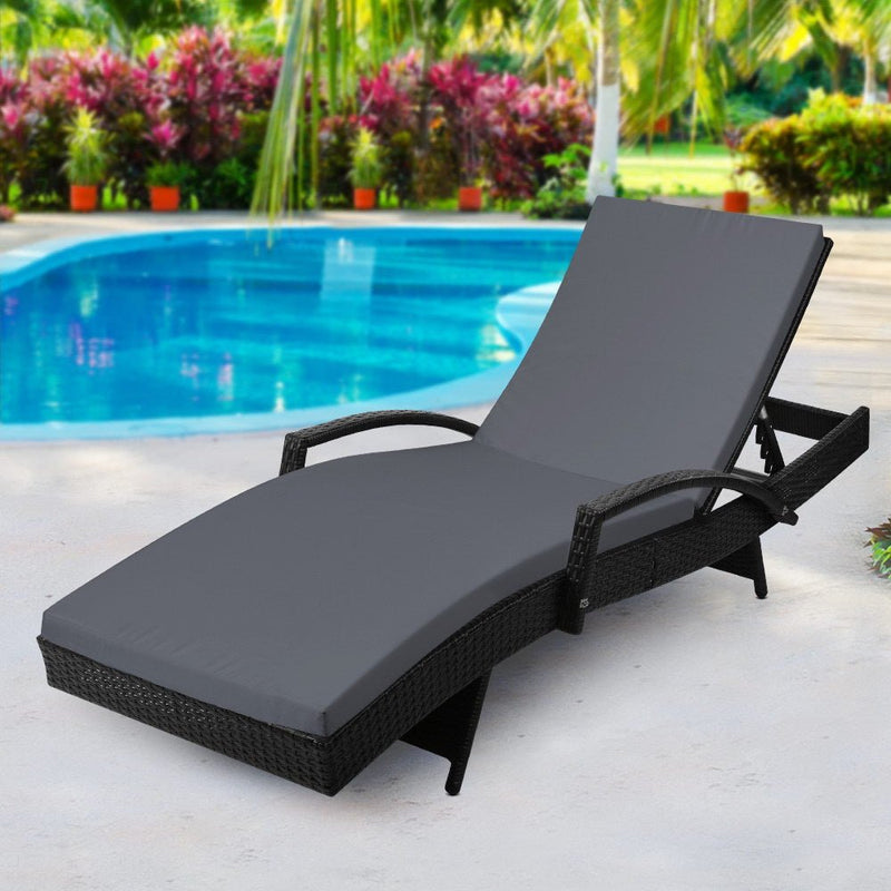 Outdoor Sun Lounge - Black - Rivercity House & Home Co. (ABN 18 642 972 209) - Affordable Modern Furniture Australia