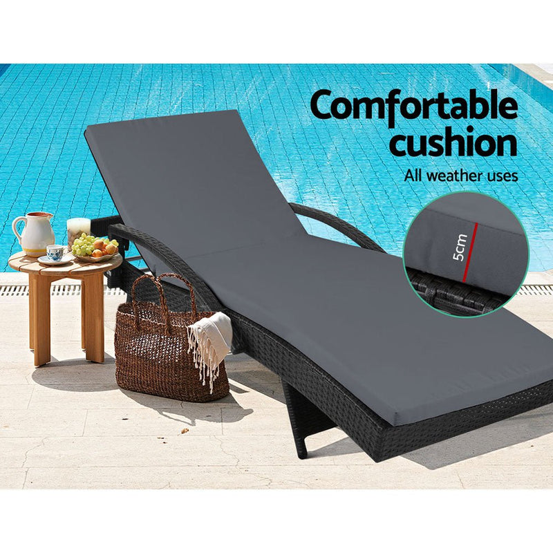 Outdoor Sun Lounge - Black - Rivercity House & Home Co. (ABN 18 642 972 209) - Affordable Modern Furniture Australia